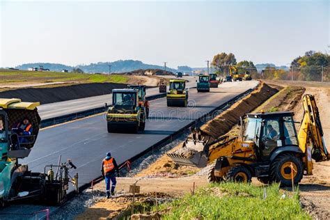 New road construction editorial stock photo. Image of equipment - 62022063