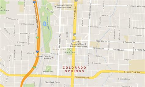 Map of Colorado Springs Downtown Center