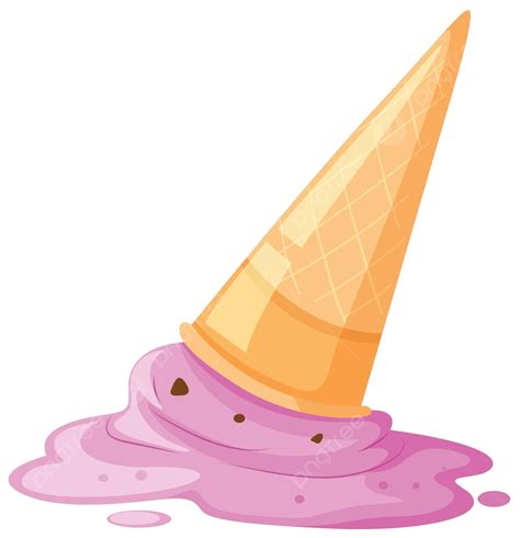 Ice Cream Cone And Melted Scoop Spilled On The Ground Vector, Drawing, Isolated, Junk PNG and ...