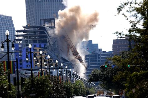 Controlled demolition takes down 1 crane looming over New Orleans Hard ...