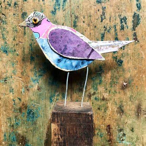 Paper Bird Art unique original mixed media Sculpture | Etsy