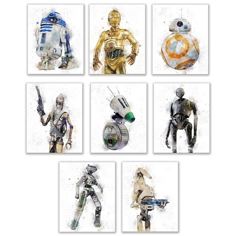 Buy Star Wars Droids Prints - Set of 8 (8 inches x 10 inches) Watercolor Wall Decor Photos ...