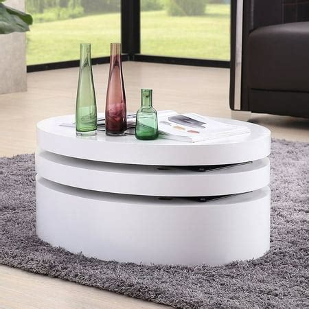 Uenjoy White Round Coffee Table Rotating Contemporary Modern Living ...