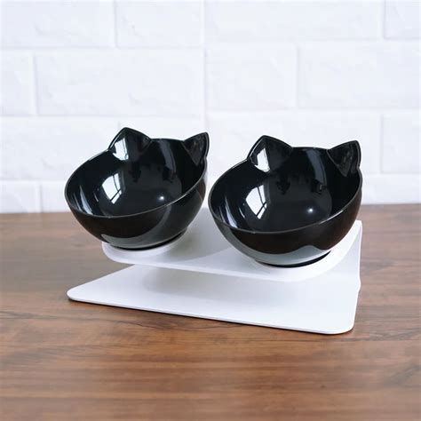 Non slip Cat Bowls Double Bowls With Raised Stand Pet Food And Water ...