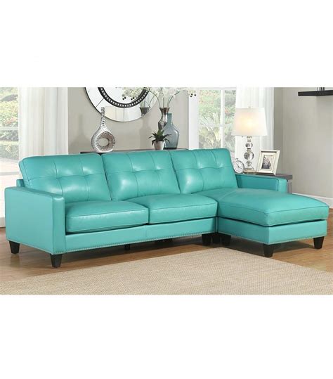 Aqua Leather Sofa - sofa living room ideas