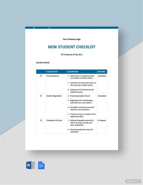 Student Checklist Template in PDF - FREE Download | Template.net