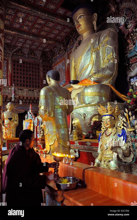 China, Qinghai Province, Amdo, Tongren, Monastery of Rongwo (Longwu Si), The Jokhang, Offering ...