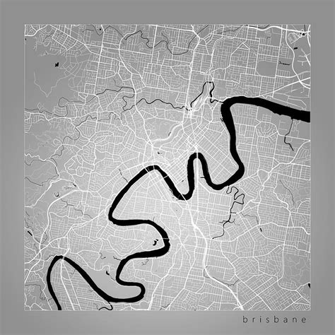 Brisbane Street Map - Brisbane Australia Road Map Art on Colored ...