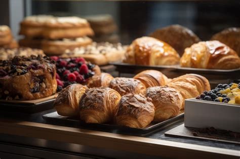 Premium AI Image | A display of pastries and pastries at a bakery.