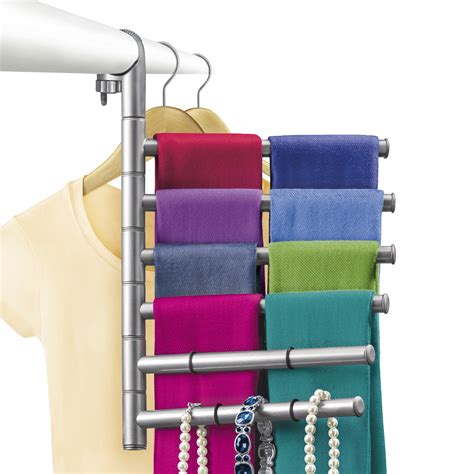 Lynk® Hanging Pivoting Scarf Rack and Accessory Holder - Closet Hanger Organizer Rack - Platinum