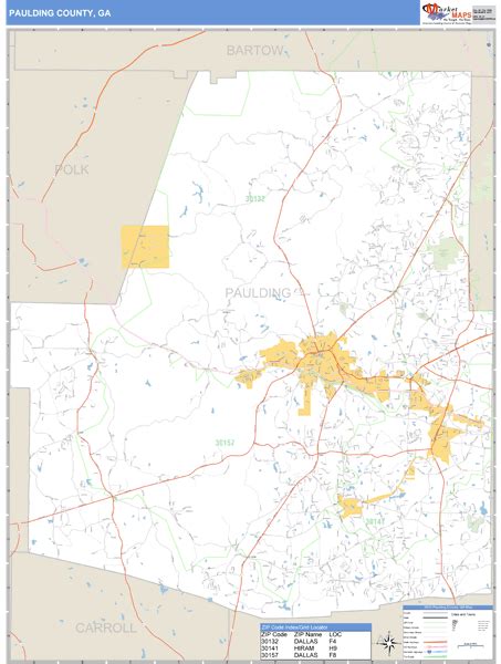 Paulding County, Georgia Zip Code Wall Map | Maps.com.com