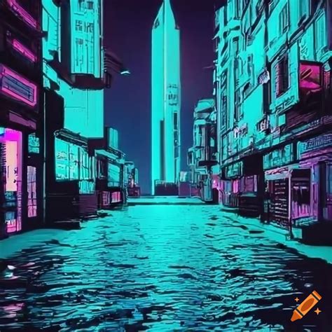 80s cyberpunk city in vibrant colors on Craiyon