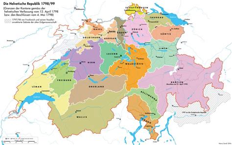 The borders of the Helvetic Republic 1798-99 (today Switzerland) | Map, Historical maps, Cartography