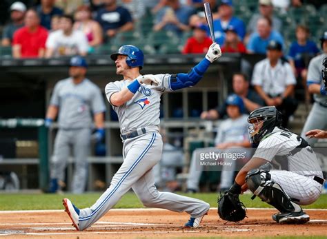 Josh Donaldson #20 of the Toronto Blue Jays hits a home run during the ...