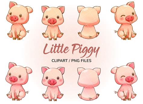 Cute Pig Clipart piggy clipart pig clipart piggy png pig | Etsy