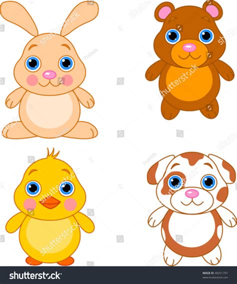 Cute Funny Baby Animals Set. Stock Vector Illustration 48251797 ...