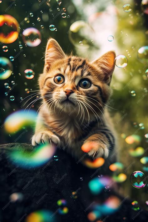 Premium AI Image | cat bubble colorful