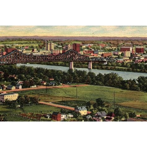 1940s HUNTINGTON WEST VIRGINIA SKYLINE FROM OHIO... - Depop