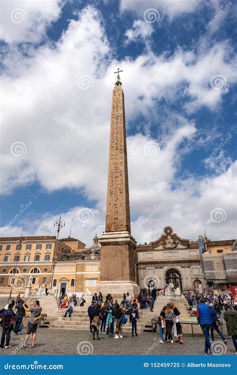 Piazza Del Popolo with Flaminio Obelisk - Rome Italy Editorial Image - Image of capital, culture ...