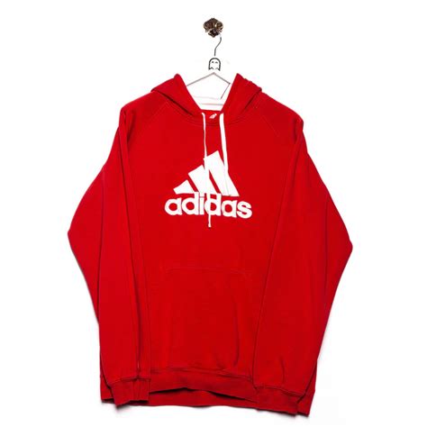 Adidas Vintage adidas Hoodie Logo Embroidery Red | Grailed