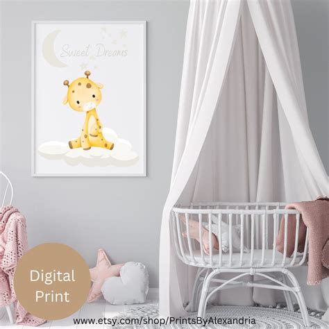 Printable Giraffe Nursery Wall Art. Digital Nursery Print - Etsy