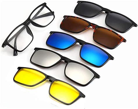 AoHeng TR90 5Pcs Magnetic Clip on Sunglasses Over Glasses for Night Driving at Amazon Men’s ...