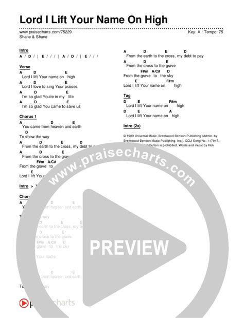 Lord I Lift Your Name On High Chords PDF (Shane & Shane) - PraiseCharts