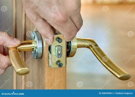 Lever Door Handle is Installed in Interior Door of House. Stock Image ...