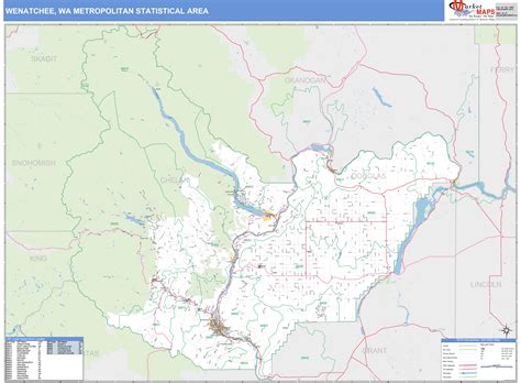 Wenatchee, WA Metro Area Wall Map Basic Style by MarketMAPS