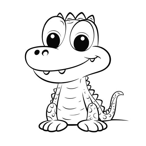 Cute Alligator Coloring Page With Eyes And Snout Outline Sketch Drawing Vector, Wing Drawing ...