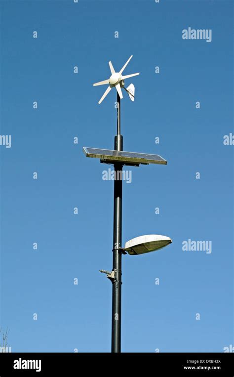 Wind and solar powered lamppost or lamp post, Mile End Park, London Borough of Tower Hamlets ...