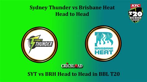 Sydney Thunder vs Brisbane Heat Head to Head, SYT vs BRH Head to Head ...