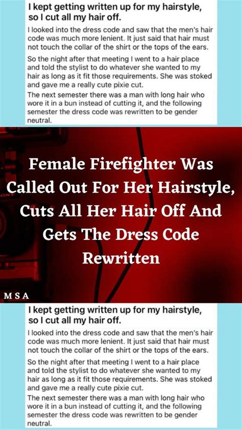 Female firefighter was called out for her hairstyle cuts all her hair ...