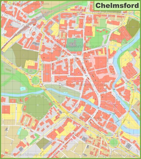 Chelmsford city centre map - Ontheworldmap.com