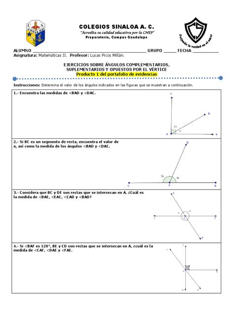 Ejemplos De Angulos Opuestos Por El Vertice Resueltos Opciones De ...