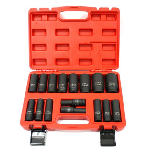 16pc 1/2 in. Drive Metric Deep Impact Socket Set Heavy Duty 6 Point 10 – 32mm – EconoSuperStore