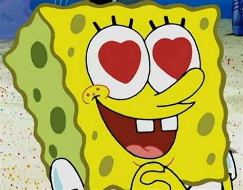 spongebob with big eyes and heart shaped eyes