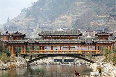 Ancient Wind-Rain Bridge, Xijiang Hmong village, China http://ow.ly/nVwbD | Bridges of the World ...