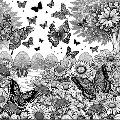 Butterfly Garden Coloring Page | ColorBliss