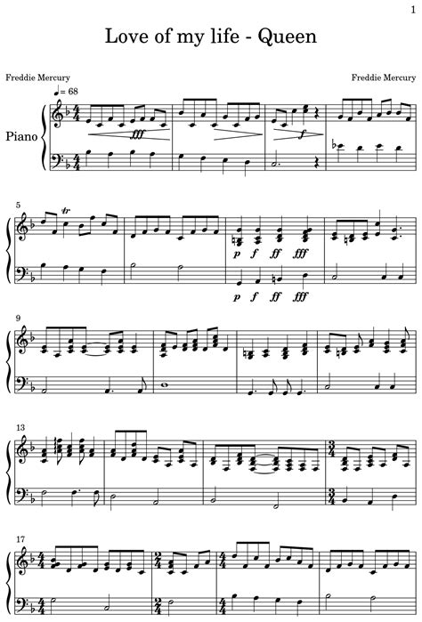 Love of my life - Queen - Sheet music for Piano