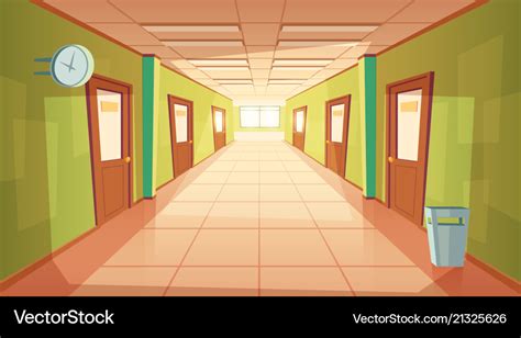 Cartoon school or college hallway Royalty Free Vector Image