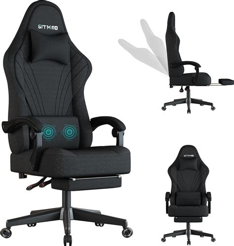 Ulody Gaming Chair,Big and Tall Gaming Chair with Footrest,Ergonomic Computer Chair,Fabric ...