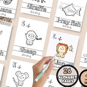 Baby Alphabet Book, Printable Baby Shower Abc Book, Animal Alphabet Coloring Pages Activity Book ...