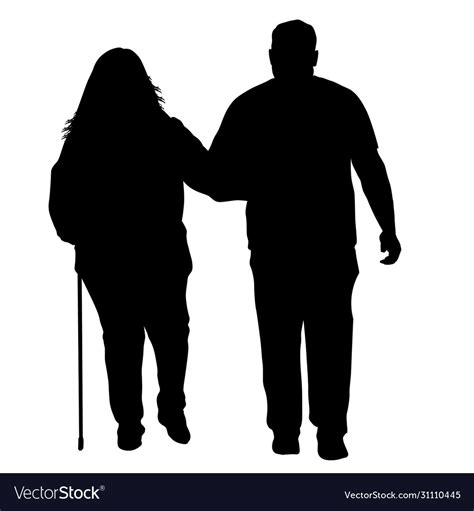 Senior couple silhouette on a white Royalty Free Vector