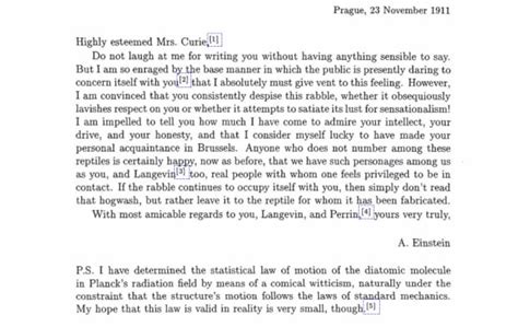 Einstein's letter to Curie (1911) | www.Marie-Curie.eu