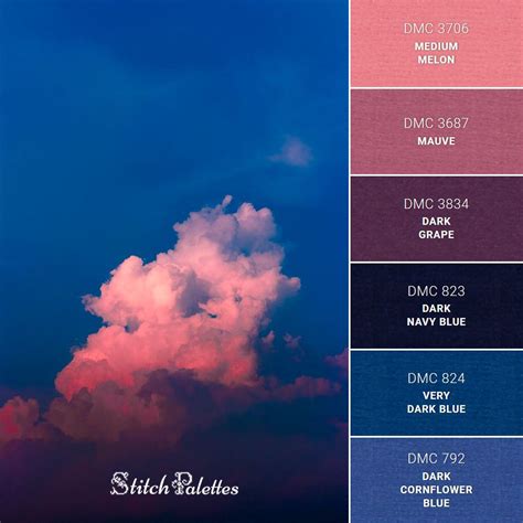Blue Thread Color Charts | Sunset color palette, Color schemes colour palettes, Blue palette