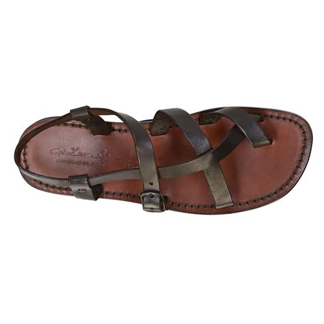 Handmade men's sandals in dark brown leather | Gianluca - The leather ...