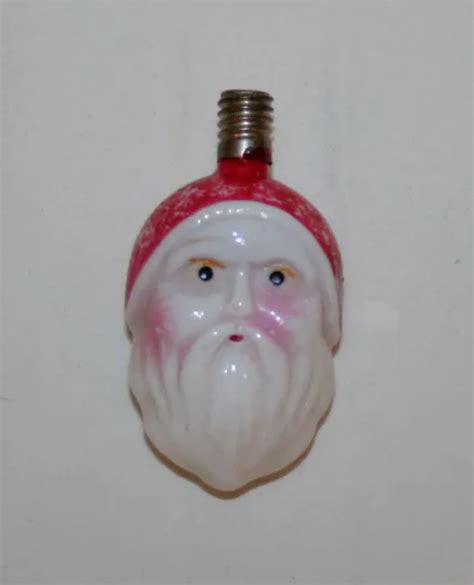 ANTIQUE SANTA CLAUS GLASS CHRISTMAS LIGHT BULB Vintage Two-Sided Face ...