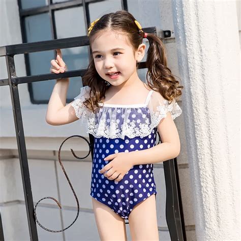 Summer Baby Girl Swimsuit Dot Lace Children Swimwear Slim Suit Lovely ...