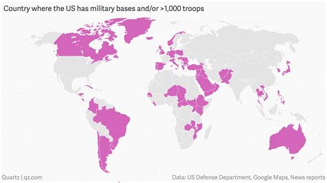 Where does the US military have bases in the world?